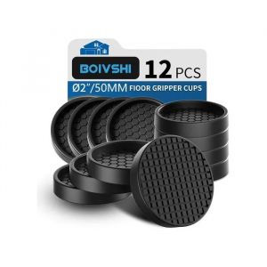 Patins Pour Meubles Ronds 76mm Antid&eacute;rapants - Lot De 12 Protections De Sol Anti-Rayures Et Anti-Vibrations - Noir Pour Canap&eacute; - Neuf