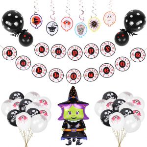 HJLIAN Ensemble de ballons d'Halloween, bannieres de ballons en aluminium, decorations d'Halloween, fournitures de fete - Neuf