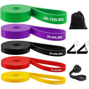 Elastique Musculation, 5 Résistances Différentes Elastique Sport, Bandes De Résistance Avec Ancrage De Porte, Poignée, Sac De Transport, Pour Yoga, Pilates, Musculation, Tractions - Neuf