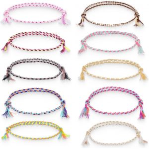 Kal-10 Pi&egrave;ces Bracelets D'amiti&eacute; Multicolore Bracelet Fil Bracelets D'amiti&eacute; Tress&eacute;s Faits &Agrave; La Main R&eacute;glables Tress&eacute;s Corde Bracelet Tib&eacute;tain Bracelet D'amiti&eacute; Pour Fille Femme Cadeau - Neuf