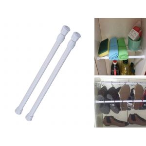 Barres De Tension Blanches R&eacute;glables Pour Rideaux Et Rangement - Lot De 2 - Neuf
