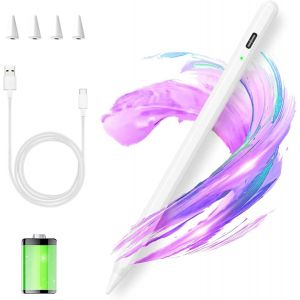 Stylet Crayon pour iPad 2018 &agrave; 2023,Compatible avec Apple iPad 10/9/8/7/6th,Mini 6/5th,Air 4/3th,Pro 11''/12.9'',11-inch A16/Air 11 M3/Air 13 M3,Stylet capacitif avec 4 Embouts de,Blanc - Neuf