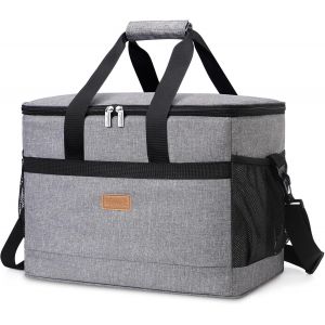 Sac Isotherme 30L,Grand Sac de Repas pour Hommes Femmes Enfants,Glaciere Souple Isotherme,Lunch Bag pour Travail,Voyage,Plage,Pique-Nique,Camping,Gris - Neuf