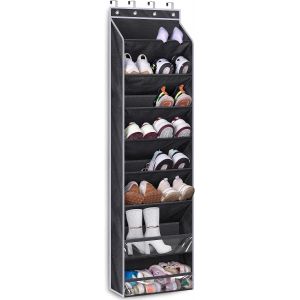 KGABERY-Grande Étagère À Chaussures À Suspendre Sur Porte-8 Étagères-Support De Chaussures Étroit Avec Poches Profondes Pour Placard-Convient Pour 20 Paires De Baskets,Bottes,Noir - Neuf