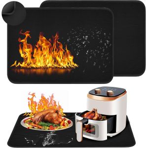 AYUHR-Tapis Résistant À La Chaleur 60 X 80 cm, 2 Pièces Tapis De Protection Contre La Chaleur, Tapis En Silicone Ignifuge, Tapis Ignifuge En Silicone, Tapis Réfractaire Pour Friteuse À Air, Micro-Ond - Neuf