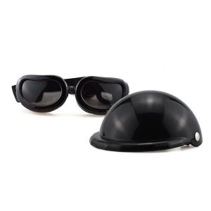 Ensemble Casque Et Lunettes De Protection Uv Pour Chien - Lunettes De Soleil Réglables Et Confortables Pour Les Balades À Moto Et Les Aventures En Plein Air - Neuf
