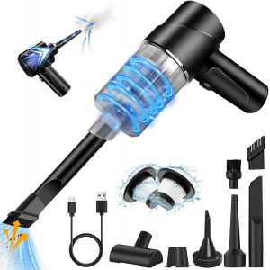 Aspirateur Voiture sans Fil 7000Pa 3 en 1 Mini Aspirateur,Souffleur,Pompe &agrave; Vide 120W 5000mAh Rechargeable Aspirateur Portable sans Fil pour Le Nettoyage de la Voiture et de la Maison Noir - Neuf