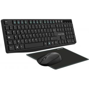 Advance | Elite Wireless Combo | Ensemble Clavier Souris Sans Fil +Tapis | Kit Bureautique Pour Pc/Portable | Clavier Ergonomique | Souris Optique 1600 Dpi Et Molette Silencieuse | Tapis Antid&eacute;rapant - Neuf