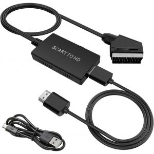 C&acirc;ble De Conversion P&eacute;ritel Vers Hdmi, Adaptateur P&eacute;ritel Vers Hdmi Convertisseur Hd 720P/1080P Avec Cordon D'Alimentation+C&acirc;ble &Agrave; Double Interface Pour Avec Ps3/Xbox/Dvd/Vhs Video Recorder - Neuf