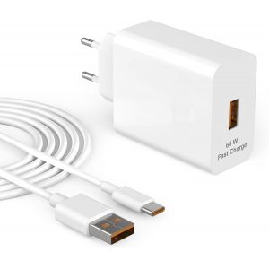 KALANKA-Chargeur USB C 66W Supercharge Compatible avec Huawei Honor 90 80 Pro 70 Lite 400 200 100 X9 X8 X7 Magic 7 6 5 V5 V3 Vs Vs2 Pad Mate Pura Nova S&eacute;rie Bloc d'Alimentation Rapide Adaptateur C&acirc;bl - Neuf