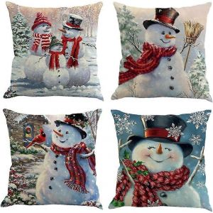 4 Housses D'oreiller De Noël 18x18 Pouces,Housses D'oreiller De Noël Décoratives De Vacances,Oreillers De Noël Pour Canapé,Canapé,Lit Et Voiture - Neuf
