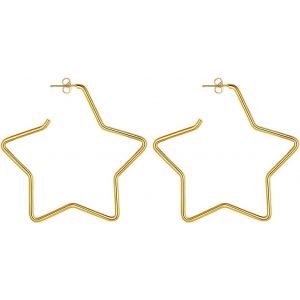 Kal-Boucle D'oreille Femme Cr&eacute;oles En Forme &Eacute;toile/Coeur/Demi Cercle/Anneaux Double Bijou En Acier/Plaqu&eacute; Or - Neuf