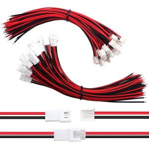 30 Paires JST 2.54 XH 2 Pin Connecteur,JST XH 2.54 mm 2 Broches Connecteur M&acirc;le et Femelle avec C&acirc;ble Fil &Eacute;lectrique 150mm 22AWG (Rouge Noir) - Neuf