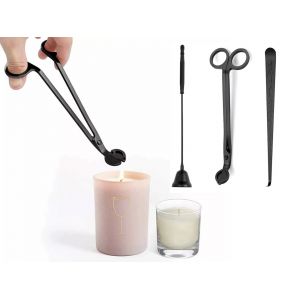 Ensemble 3 en 1 coupe-m&egrave;ches, &eacute;teignoir et trempette &agrave; bougies noir - Neuf