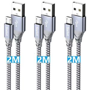 JGD-Lot de 3 c&acirc;bles micro USB tress&eacute;s USB A vers micro c&acirc;ble de charge Android pour Samsung Galaxy J7, S7, S6, Kindle Fire, tablettes Fire HD, manette PS4, Sony, HTC, LG, moto, Huawei 2 m &iquest; - Neuf