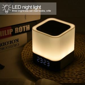 HJLIAN Veilleuse portable LED, haut-parleur Bluetooth, reveil, haut-parleur/carte TF - Neuf