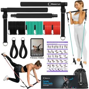 Ensemble De Barres De Pilates Et De Bandes De Résistance Avec Poignées, Salle De Sport Portable À Domicile ¿ Livré Avec Des Affiches Et Des Vidéos De Fitness[Ela710055] - Neuf