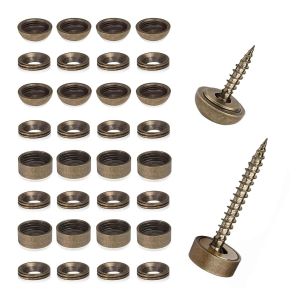 ChenQuanSarl-Lot De 16 Vis À Miroir Avec Capuchons - Vis Décoratives En Laiton - 9 Mm - 12 Mm - Vis Autotaraudeuses - Clous Décoratifs Pour Miroir Et Décoration En Bois - Neuf