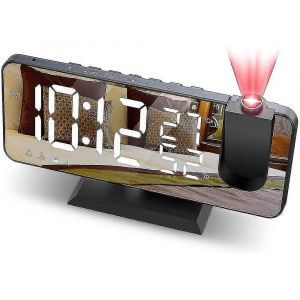 Nouveau,adapté réveil à projection pour le plafond de la chambre à coucher Radio-réveil numérique avec ports de chargeur USB,réveil à écran LED,4 gradateurs,double Ala - Neuf
