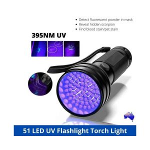 Lampe torche UV 51 LED 395 nm - Lampe torche à lumière noire ultra-lumineuse pour la détection des taches, la criminalistique et l'inspection des nuisibles - Neuf