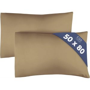 Slep-Taie D'oreiller De 50x80 Cm - Beige - Lot De 2 - Taies D'oreiller En Microfibre De Haute Qualit&eacute; - Douce, Confortable, Lavable En Machine - Taie D'oreiller De 50x80 Cm - Couleur Beige - Neuf