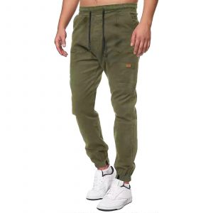 Hommes Pantalon Cargo Jogger Chino Regular Fit Jeans De La Plaine De Sport Décontractée Pantalon Élastique À La Taille Longues Regular Fit Avec Des Poches Vert L - Neuf