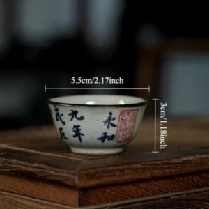 (B-30ml) 1 Tasse À Thé De 30 Ml Peinte À La Main Avec Calligraphie Chinoise - Service À Thé Gongfu En Grès, Tasse De Poésie, Bol À Thé De Style Traditionnel - Neuf