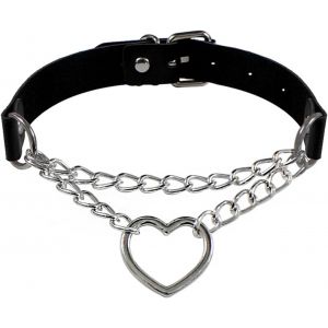 Collier Ras Du Cou En Cuir Pu Avec Anneau En Forme De C?ur, Style Vintage, Gothique, Punk, Accessoire Pour Femme Et Homme - Neuf