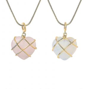 2 Pcs Naissance Pierre Coeur Collier Filles Diamant Ch&acirc;teau Collier Pour Adolescentes - Neuf