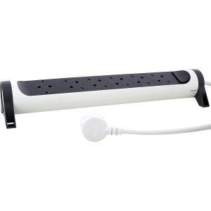 Multiprise rotative, 6 prises, montage mural ou sur table, interrupteur marche/arr&ecirc;t LED, c&acirc;ble de 1,5 m, blanc et gris fonc&eacute;, 694533 - Neuf