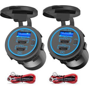 <3-Usb 78W> Prise Usb C Pd 3.0 12V Installation: Double Prise Usb30W Type C &Eacute;tanche Adaptateur Allume-Cigare De Voiture 12 Volts Avec Interrupteur Pour Camping-Car Voiture Moto Bateau Camion Caravan - Neuf