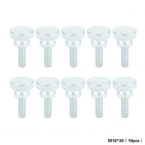 Lot de 10 vis a tete moletee plate en acier au carbone zingue M10 (M10 x 30) - Neuf