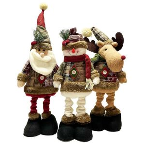 Poup&eacute;e extensible en tissu &eacute;cossais flocon de neige,d&eacute;coration de No&euml;l pour h&ocirc;tel et centre commercial - Neuf