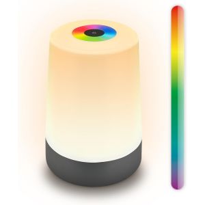 - Lampe De Table Led Rgbw Sans Fil Ip44 Avec Contr&ocirc;le Tactile, Intensit&eacute; Lumineuse Variable, Batterie Rempla&ccedil;able, Lampe De Chevet Sans Fil, Lampe De Salon &Agrave; Poser, 9x13 Cm, Anthracite Mat - Neuf