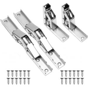 Lot de 4 charni&egrave;res d'&eacute;tag&egrave;re pliables 90/180 degr&eacute;s en acier inoxydable avec 24 vis pour armoires et meubles - Neuf