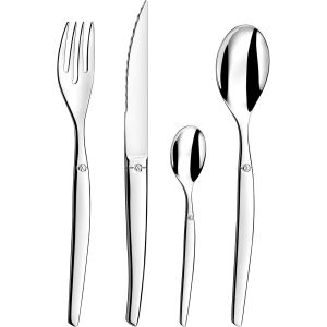 Vornixorsarlshoplou Laguiole - M&eacute;nag&egrave;re 24 Couverts De Table Pour 6 Personnes - Jet - Acier Inoxydable 18/0, Finition Brillante - Neuf
