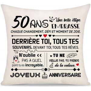 Ershi-50 Ans Anniversaire Housse De Coussin Pour Femmes Hommes Maman Papa Tante S?urs Amis Cousine Femme Amant Grand-Mère Collègue[1028] - Neuf