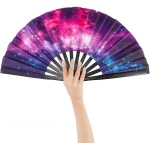 Kalanka-Éventail Pliable Multicolore - En Bambou Oxford - Pour Kungfu - Décoration Chinoise Japonaise - Grand Éventails Pour Mariage, Fête, Danse (Ciel Étoilé) - Neuf