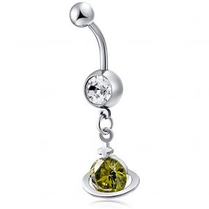 Piercing De Nombril Rond En Acier Inoxydable Avec Zircone, Anti-Allergie, Vert Olive - Neuf