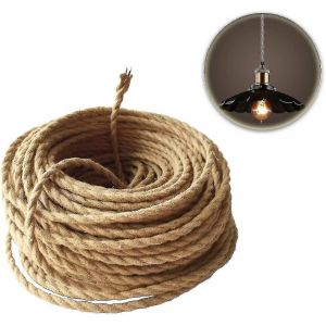 Fil &Eacute;lectrique En Tissu R&eacute;tro C&acirc;ble De Corde De Chanvre Tress&eacute; Torsad&eacute; 2 Noyaux (2x0.75mm) Pour Accessoires De Lampe Suspendue 5m-Yuyu - Neuf