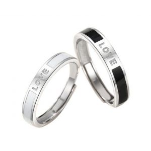 C115 Lot De 2 Bagues De Couple R&eacute;glables Pour La Saint-Valentin - Neuf