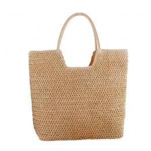 Les femmes de Paille Sac Tiss&eacute; Panier-Sac de Plage Marron Pour les Vacances d'&Eacute;t&eacute; Sac - Neuf