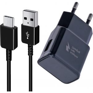 KALANKA-Chargeur USB C Charge Rapide avec 1,5m Cable pour Samsung Phone Galaxy S21, S20, S10, S9, S8, Note 10, 9, 8, 7 Et A53, A7, S&iquest;&iquest;rie A, Prise USB Chargeur Telephone Secteur USB Type C - Noir - Neuf