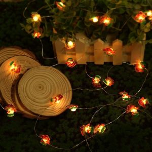 KAL-Guirlande Lumineuse De Champignons, 3 M 30Led Guirlande Lumineuse À Led Champignon, Blanc Chaud Guirlande Lumineuse En Forme De Champignon,Alimentée Par Piles, Pour Jardin,Fête, Noël. - Neuf