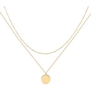 Kal-Cha&icirc;ne Pour Femme Avec Pendentif Personnalis&eacute; En Or Et Argent - Collier Multi-Rangs Hypoallerg&eacute;nique 18 Carats - Bijou Fantaisie Pour Femmes Et Filles - Neuf
