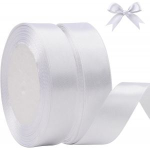 Kal-&reg; Ruban De Satin Blanc 20mm X 88m, Ruban Satin&eacute;e Pour Emballage Cadeau, G&acirc;teau, Couture, Artisanat, Ballons, Coffrets, Bouquets, D&eacute;coration De No&euml;l Et Mariage (22m/Rouleau) - Neuf