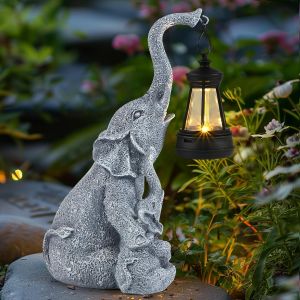 Bhhbb-Statue De Jardin Solaire Éléphants Lumière Solaire, Décoration De Cour Avec Lampe Solaire, Décoration De Jardin, Décoration Extérieure, Femmes Et Hommesb Cadeau D'anniversaire Pour Maman - Neuf
