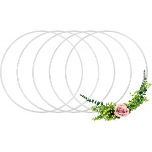 Lot de 5 grands anneaux ronds en m&eacute;tal de 15 cm pour festivals,couronnes,macram&eacute;,projets d'art et d'artisanat (argent&eacute;,15 cm de diam&egrave;tre) - Neuf