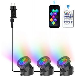 Tianyi-Lumières Led Submersible Rgb, 5v Couleur Changeante Projecteurs Application Bluetooth Et Télécommande, Ip68 Etanches Bassin Éclairage Pour Aquarium, Jardin, Cour, Piscine, Fontaine (Lot De 3) - Neuf