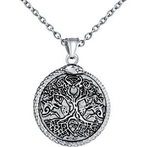 Tianyi-Collier M&eacute;daillon En Acier Inoxydable Pour Hommes Cr&eacute;ative Pendentif Arbre De Vie Colliers Avec Serpent Hip Hop Bijoux Fantaisie Adolescents D&eacute;coration - Neuf